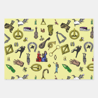 Mediaeval Kights, Engineering, and Plants Wrapping Paper Sheet