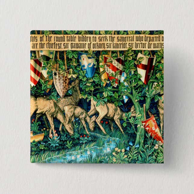 Mediaeval King Arthur William Morris 15 Cm Square Badge (Front)