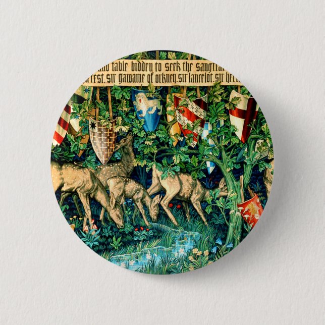 Mediaeval King Arthur William Morris 6 Cm Round Badge (Front)