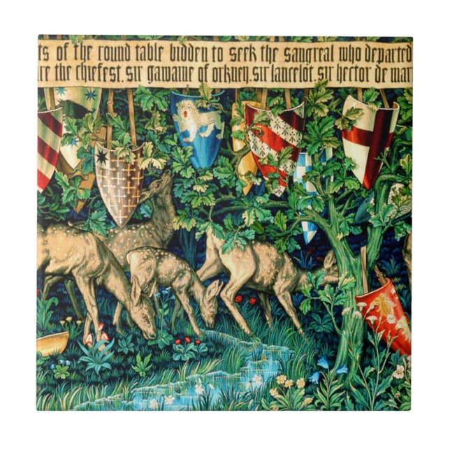 Mediaeval King Arthur William Morris Ceramic Tile (Front)