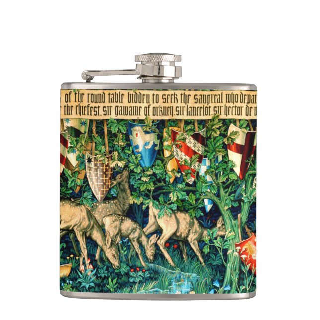Mediaeval King Arthur William Morris Hip Flask (Front)