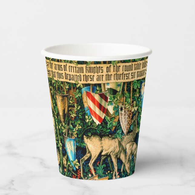 Mediaeval King Arthur William Morris Paper Cups (Front)