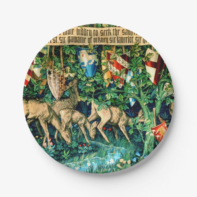 Mediaeval King Arthur William Morris Paper Plate (Front)