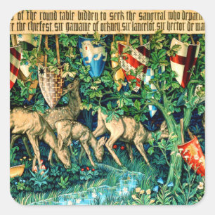 Mediaeval King Arthur William Morris Square Sticker