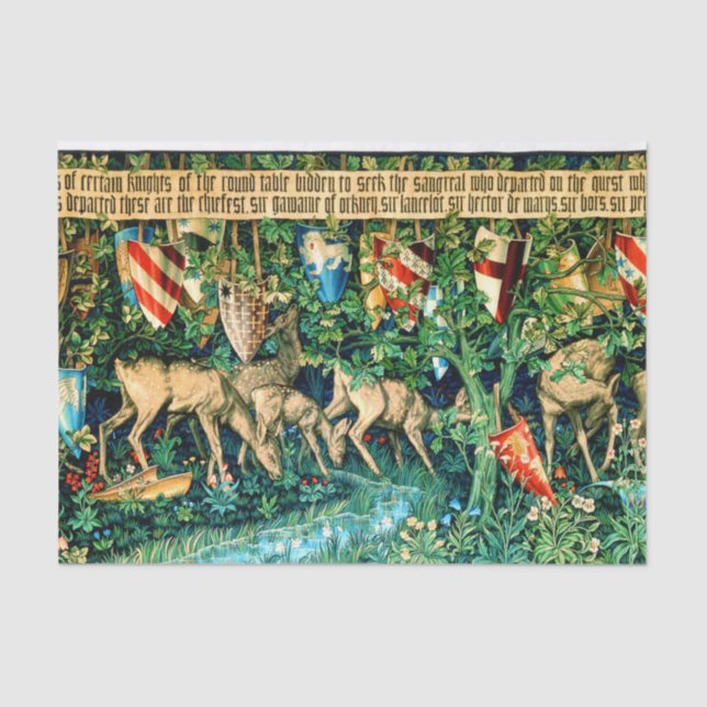 Mediaeval King Arthur William Morris Tissue Paper (Front)