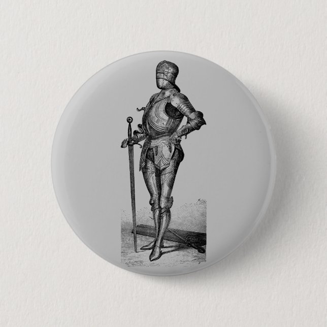 Mediaeval Knight 6 Cm Round Badge (Front)