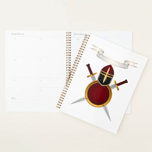 Mediaeval Knight Crest Helmet Swords Shield Planner