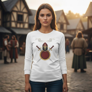 Mediaeval Knight Crest Helmet Swords Shield T-Shirt