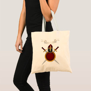 Mediaeval Knight Crest Helmet Swords Shield  Tote Bag