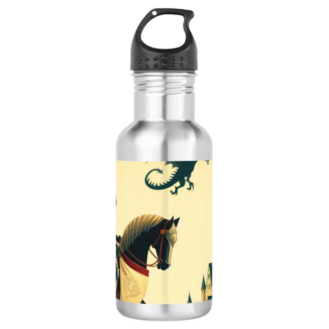 Mediaeval Knight/dragon/castle fantsy 710 Ml Water Bottle (Front)