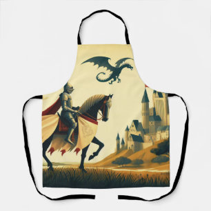 Mediaeval Knight/dragon/castle fantsy Apron