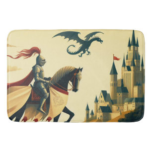 Mediaeval Knight/dragon/castle fantsy Bath Mat