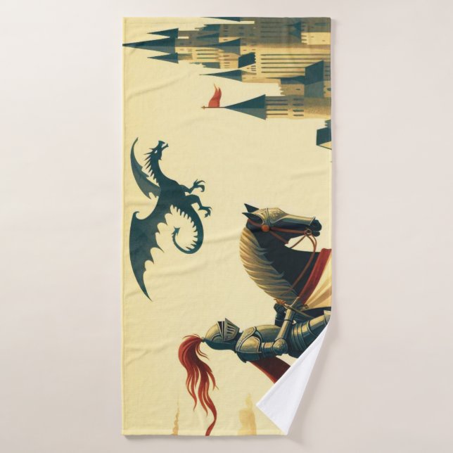 Mediaeval Knight/dragon/castle fantsy Bath Towel (Bath Towel)