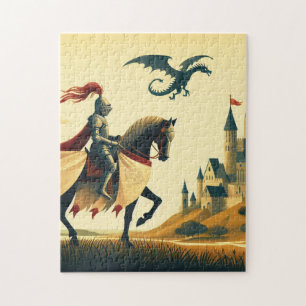 Mediaeval Knight/dragon/castle fantsy Jigsaw Puzzle