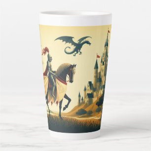 Mediaeval Knight/dragon/castle fantsy Latte Mug