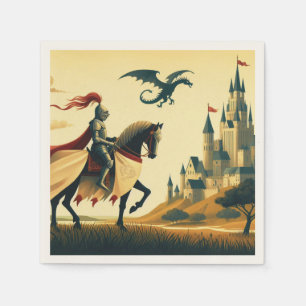 Mediaeval Knight/dragon/castle fantsy Napkin
