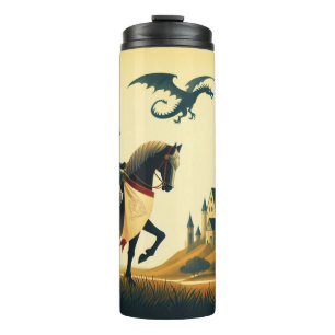 Mediaeval Knight/dragon/castle fantsy Thermal Tumbler
