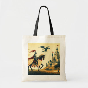 Mediaeval Knight/dragon/castle fantsy Tote Bag