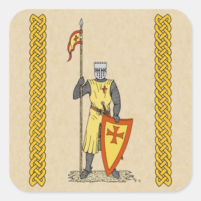 Mediaeval Knight Early 13th Century Square Sticker (Front)