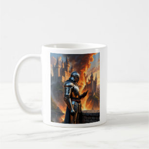 Mediaeval Knight Funny Castle Fire Fantasy Art Tee Coffee Mug