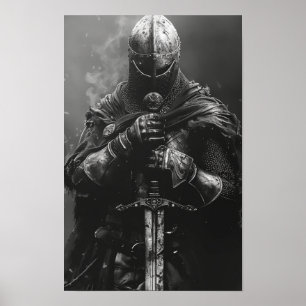 Mediaeval Knight Holding Sword Poster