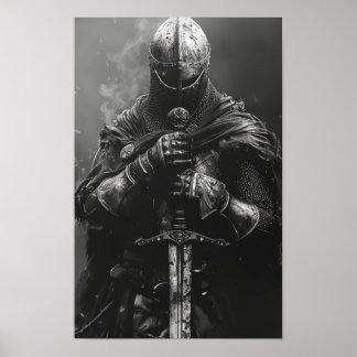 Mediaeval Knight Holding Sword Poster