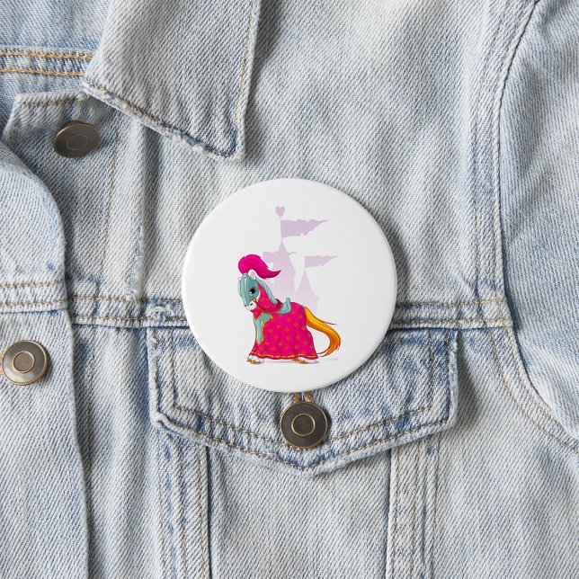 Mediaeval Knight Horse in Armour Fantasy 7.5 Cm Round Badge (Creator Uploaded)