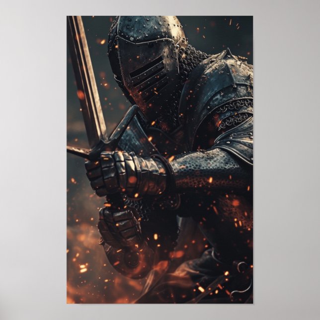 Mediaeval Knight in Action - Fierce Battle Poster (Front)
