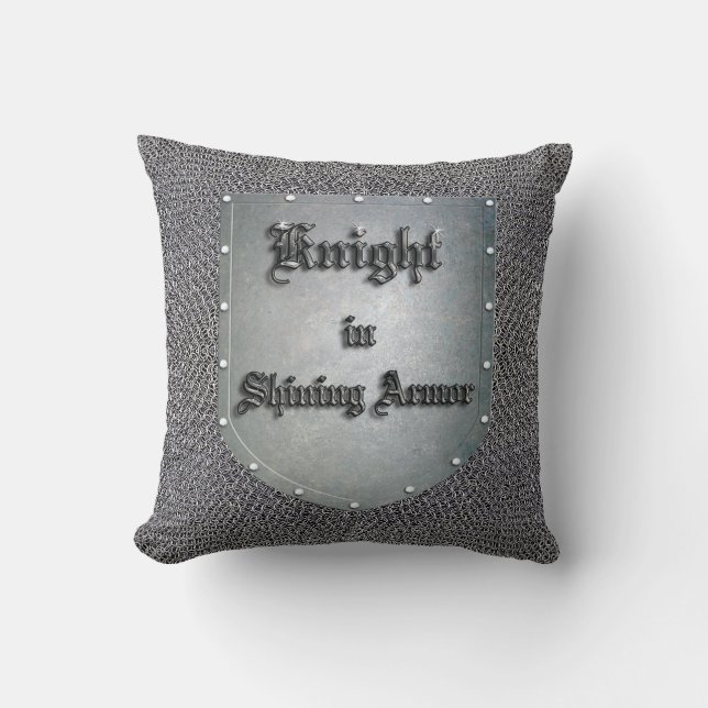 Mediaeval Knight in Shining Armour Shield Cushion (Front)