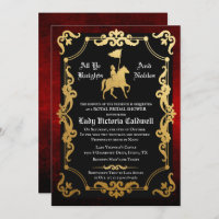 Mediaeval Knight Jousting Bridal Shower Invitation
