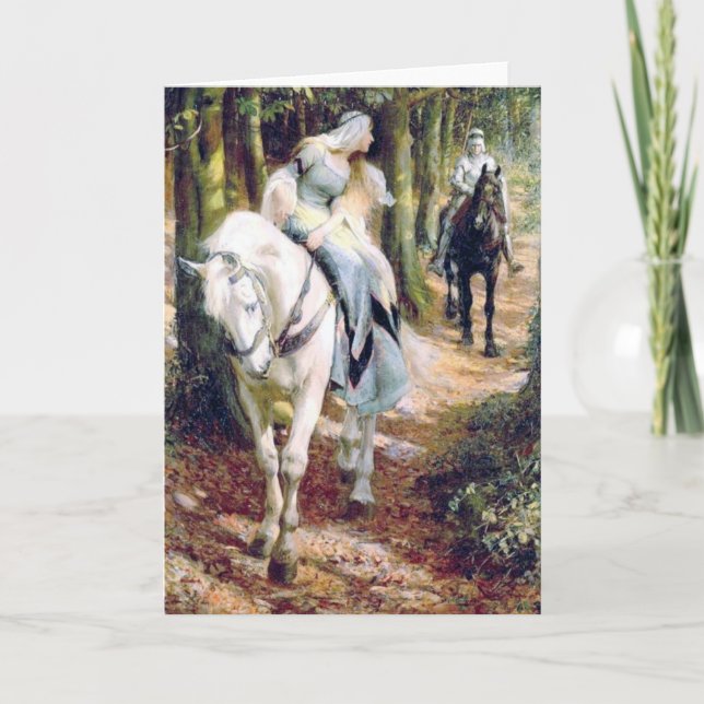 Mediaeval knight lady antique painting card (Front)