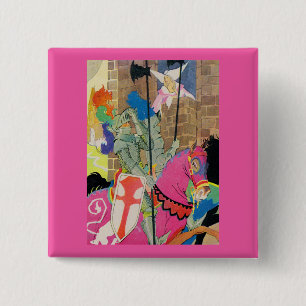 mediaeval knight on horseback 15 cm square badge