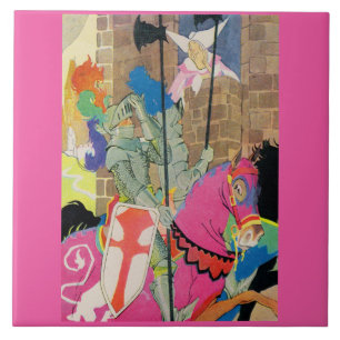 mediaeval knight on horseback ceramic tile