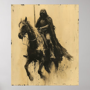Mediaeval Knight Riding Horse Poster