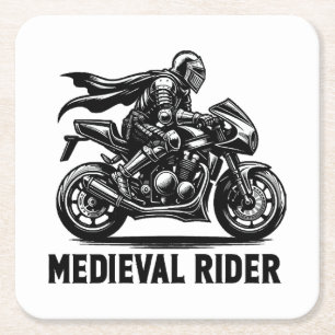 Mediaeval knight square paper coaster