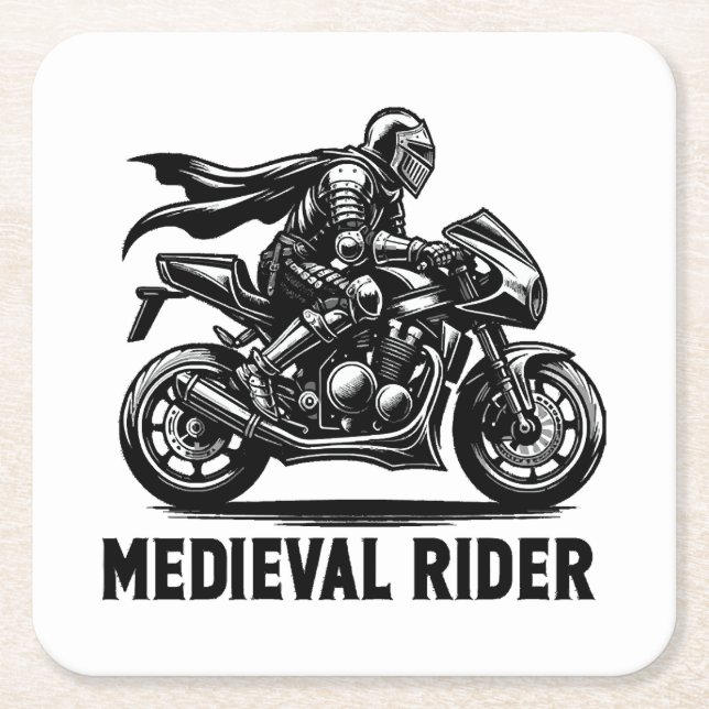 Mediaeval knight square paper coaster (Front)