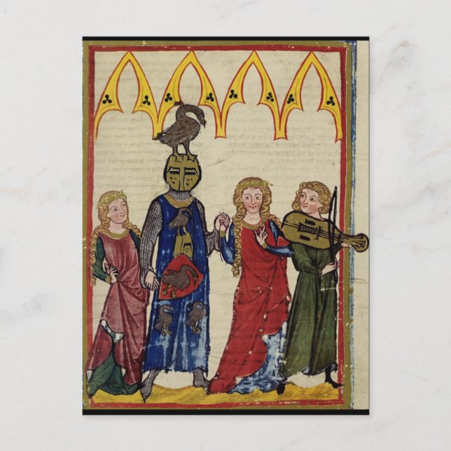 Mediaeval Knight With Goose On His Head Postcard (Front)