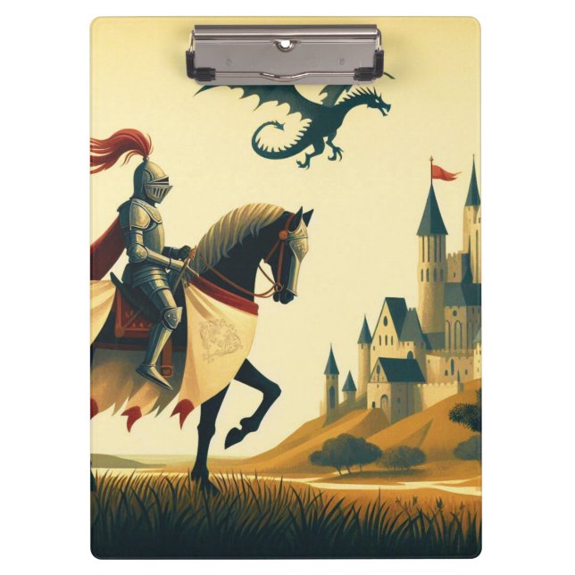 Mediaeval Knight & wyvern  Clipboard (Front)