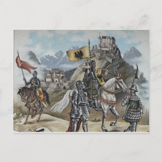 Mediaeval Knights Horses Lions Castle Party Destin Postcard (Front)