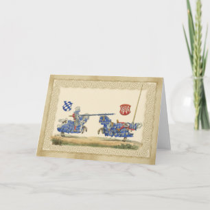 Mediaeval Knights Jousting in full barding and arm Card