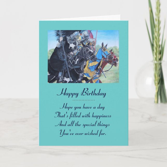 mediaeval knights jousting on horses historic art card (Front)