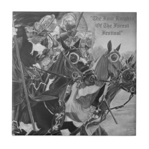 mediaeval Knights jousting on horses historic art Ceramic Tile