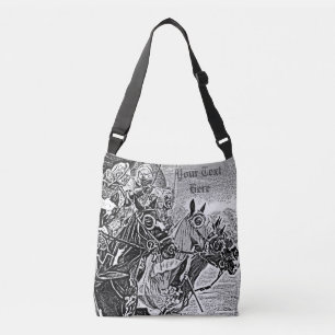 mediaeval knights jousting on horses historic art crossbody bag