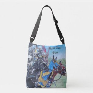 mediaeval knights jousting on horses historic art crossbody bag