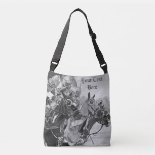 mediaeval knights jousting on horses historic art crossbody bag