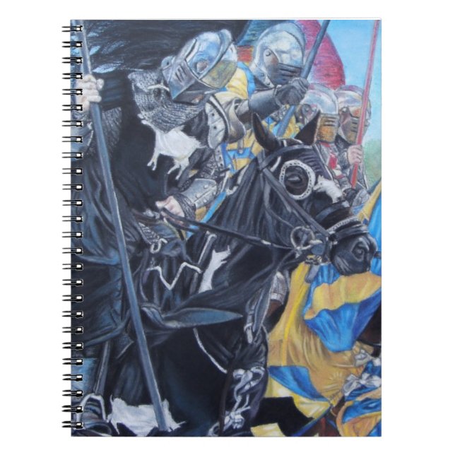 mediaeval knights jousting on horses historic art notebook (Front)