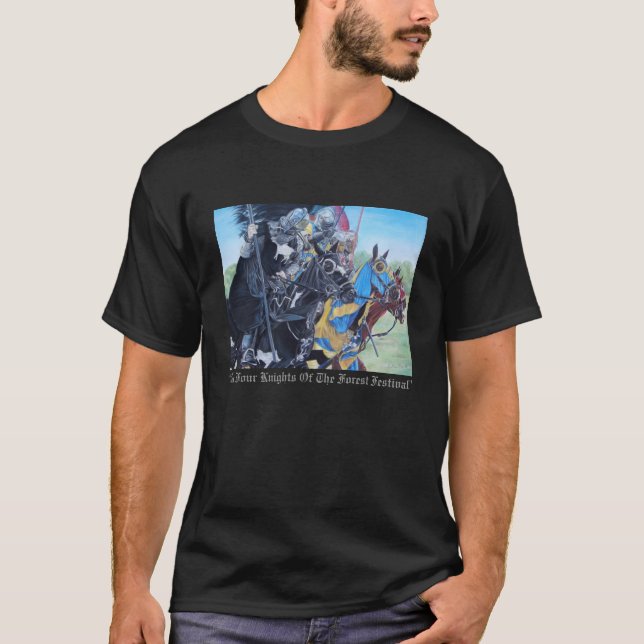 mediaeval knights jousting on horses historic art T-Shirt (Front)