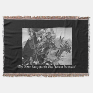 mediaeval knights jousting on horses historic art throw blanket