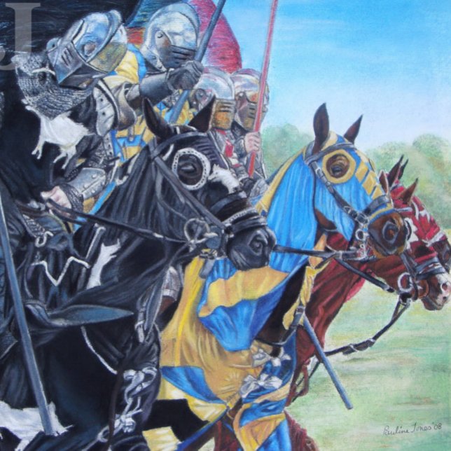 mediaeval knights jousting on horses historic jigsaw puzzle (Creator Uploaded)