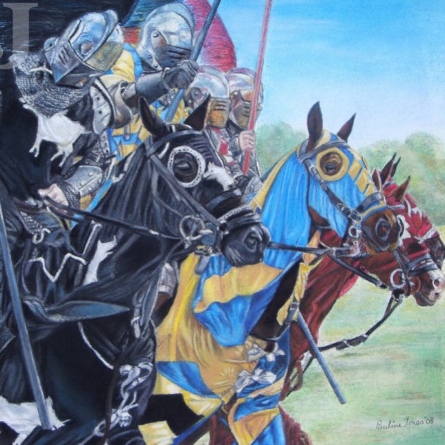mediaeval knights jousting on horses historic jigsaw puzzle (Creator Uploaded)
